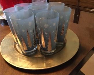 SET OF MIDCENTURY CHRISTMAS HIGHBALL GLASSES, THE BEST CHRISTMAS GLASSES WE HAVE EVER OFFERED