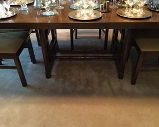SHOWING SIDE VIEW OF THE DINING ROOM TABLE ALSO BY LANDSTROM , WITH 2 LEAVES AND FULL PADS