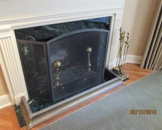 FIREPLACE  TOOLS & ANTIQUE ANDIRONS