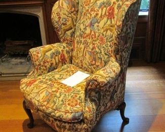PR. ANTIQUE WING BACK CHAIRS W/ BALL & CLAW FEET