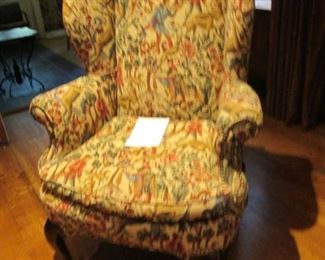 PR. ANTIQUE WING BACK CHAIRS W/ BALL & CLAW FEET