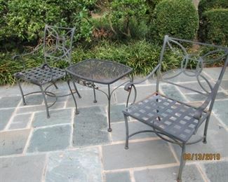 PR, IRON CHAIRS & TABLE
