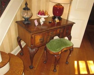ANTIQUE LOWBOY CHEST W/ ANTIQUE STOOL
