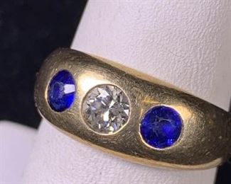 002 Diamond, Sapphire 14K Gold
