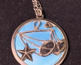 012 Margot De Taxco Enamel Pendant Chain Sterling
