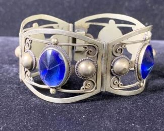 015 Taxco Sterling Bracelet Blue Stones