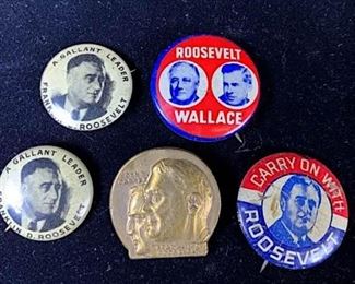043 Franklin D. Roosevelt Campaign Buttons Vintage