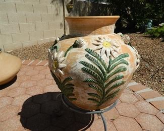 Ornate large pot with stand