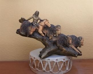 Buffalo hunter sculpture