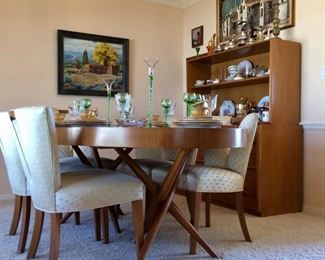 Robsjohn Gibbings For Widdicomb Dining Table, 6 Chairs
