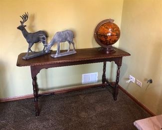 Library Table, Deer Figures, Globe