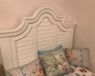 Twin shutter headboard bed
