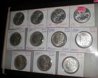 Morgan silver dollars, other coins