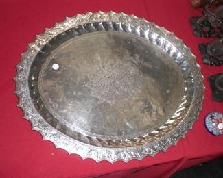 Indonesian colonial silver tray