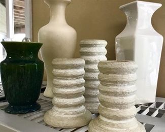 Neutral decor, candle holders, vases