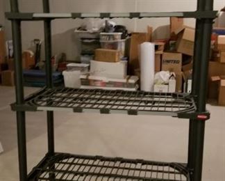 Several shelving units
