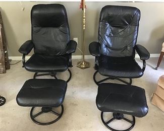 Leatherette Chair & Footstool