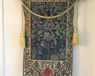 Nice tapestry with trim work and bar. Brackets not to be removed.