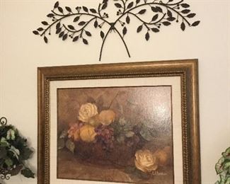 Large wall art and metal wall decorative piece above 