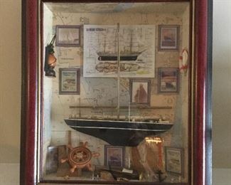 Wall art (shadow box) Sailboat related items 