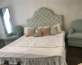 King size bed, side chairs and linens from Ballard Designs