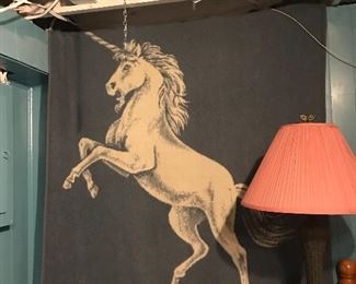 Large Vintage Unicorn Fleece Throw