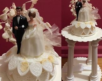 Vintage Wedding Cake Topper & Cake Columns Riser/Display 