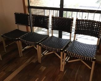 Set of 6 leather bound chairs handmade
