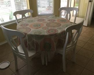 Wooden kitchen table and chairs, table 42” D