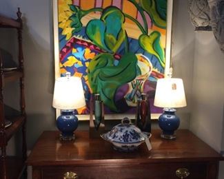 Side Table, Art, Porcelain, Lamps