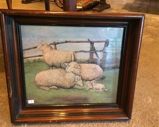 Sheep in Antique Frame