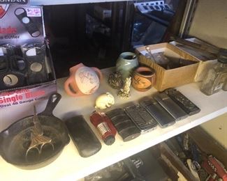 Vintage lighters and miniature southwest pottery