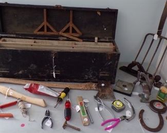 vintage Tool Box, Rake, hand Tools