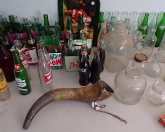 more Bottles and Jars, Horn w/ Scrimshaw (don't know how old  or what) but a great piece