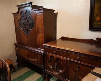 30's china cabinet and sideboard