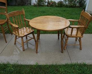 child's oak table w/ 2 chairs