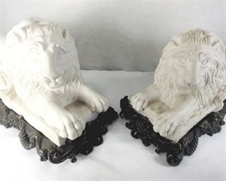 PAIR OF ANTIQUE LIONS