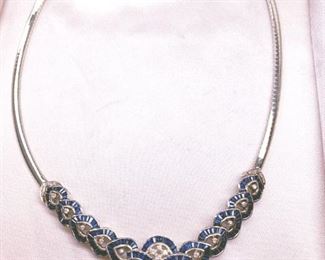 STUNNING SAPPHIRE AND DIAMOND PAVE NECKLACE - ESTATE