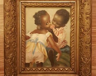 EARLY OIL PAINTING IN FANCY FRAME