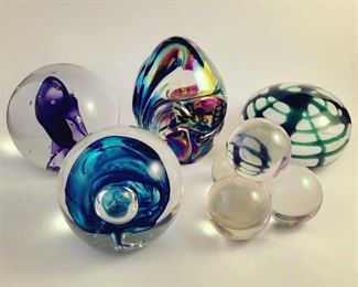 VINTAGE ART GLASS PAPERWEIGHTS - LONSWAY