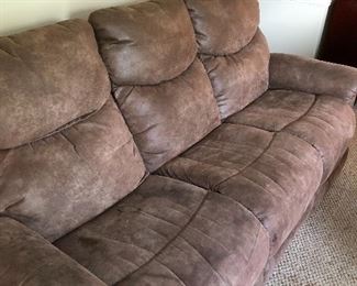 Faux suede reclining sofa