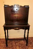 Vintage drop-front secretary, drawers, cubbies, solid mahogany