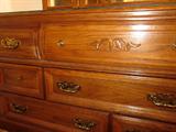 Solid oak Broyhill triple dresser
