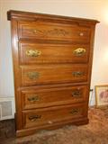 Solid oak Broyhill high boy chest