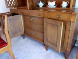 Two piece Buffet with Hutch. Tons of bottom storage, hutch with shelves and double lattice doors by Drexel.