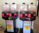 Two "personal products" vending machines with keys. Originally used for dispensing Tylenol, aspirins, Aleve, etc.