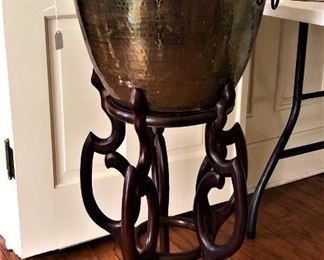brass pot on Oriental stand