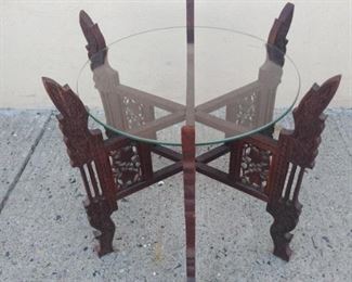 Glass top wood table from India