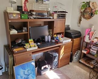 Lots of office supplies with computer, printer, etc.