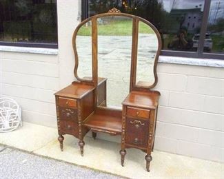 vintage, antique, mirrored mirror, dresser, vanity